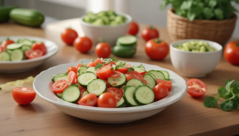 Agurk- og tomatsalat
